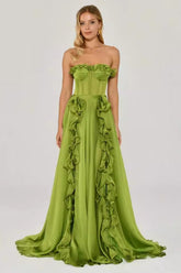 Colombine Strapless Ruffle Maxi Dress